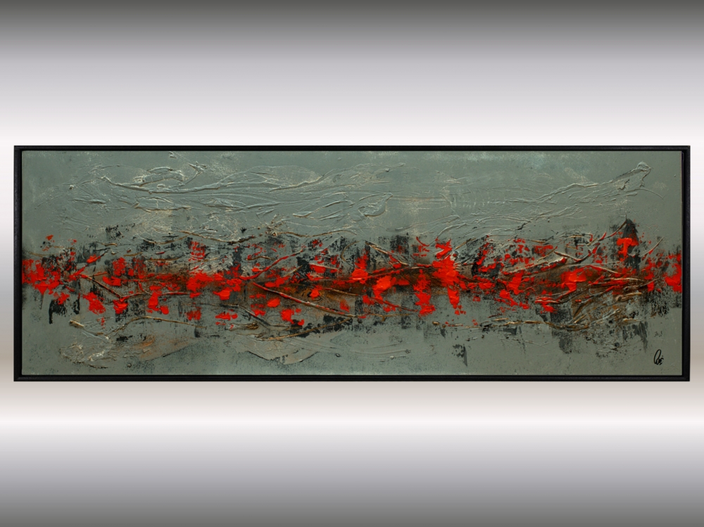 Orange Current – Orange and Grey Textured Abstract Painting