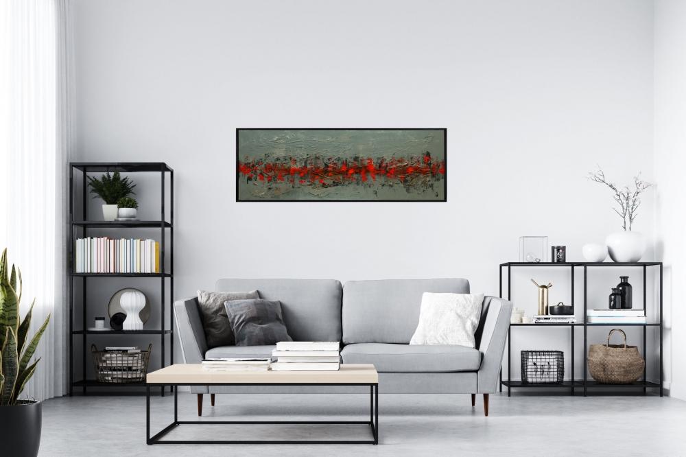 Orange Current – Orange and Grey Textured Abstract Painting