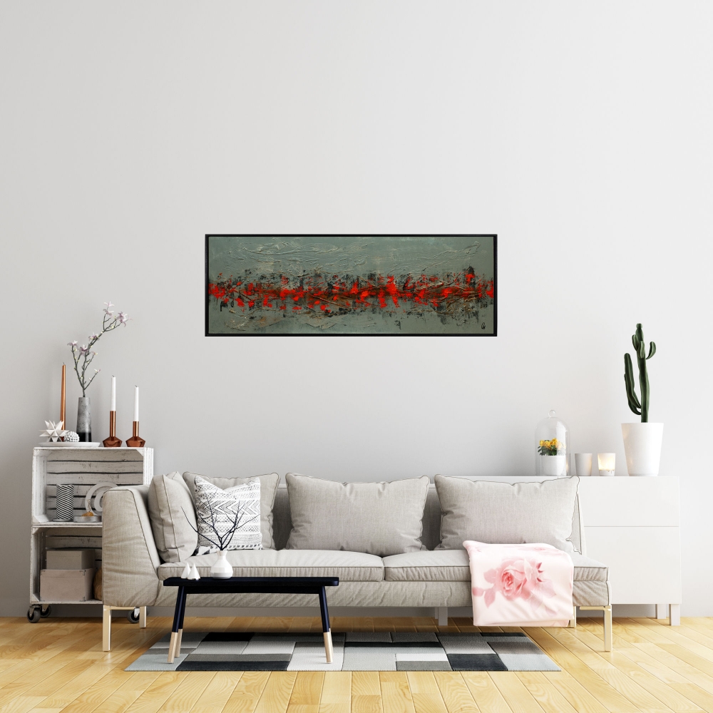 Orange Current – Orange and Grey Textured Abstract Painting