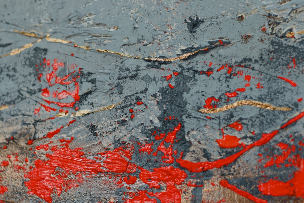Orange Current – Orange and Grey Textured Abstract Painting