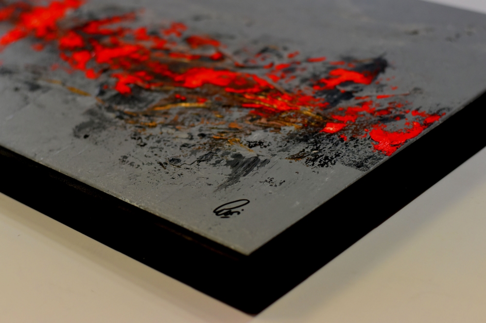Orange Current – Orange and Grey Textured Abstract Painting