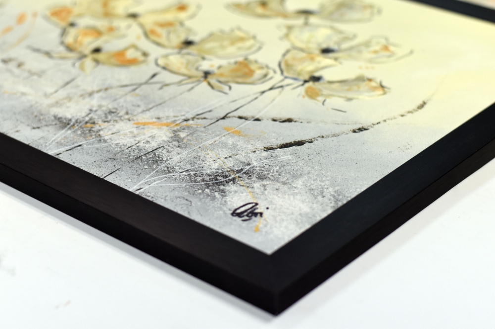 Golden Poppies – Abstract Floral Painting in Cream & Gold