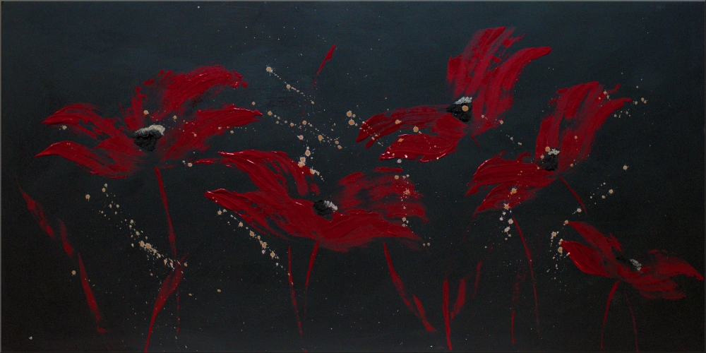 Red Poppy Painting – Poppies at Midnight