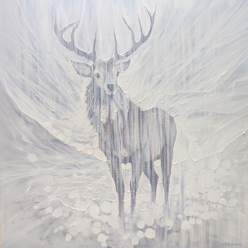 Resilience, a Winter White Stag painting
