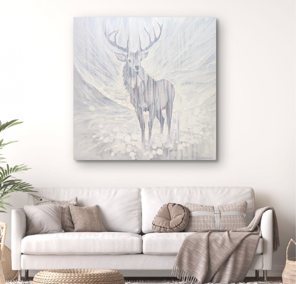 Resilience, a Winter White Stag painting