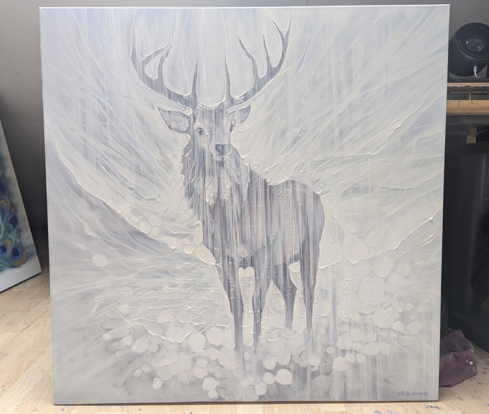 Resilience, a Winter White Stag painting