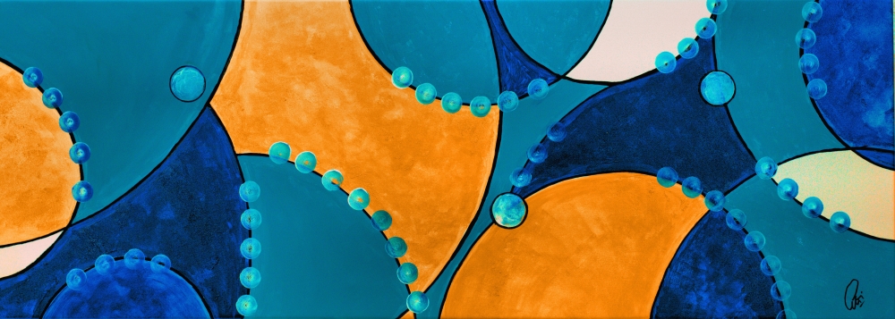 Blue and Gold Abstract Painting – Golden Balance