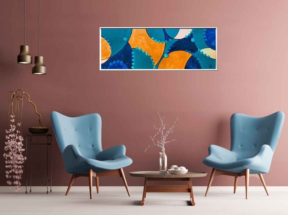 Blue and Gold Abstract Painting – Golden Balance