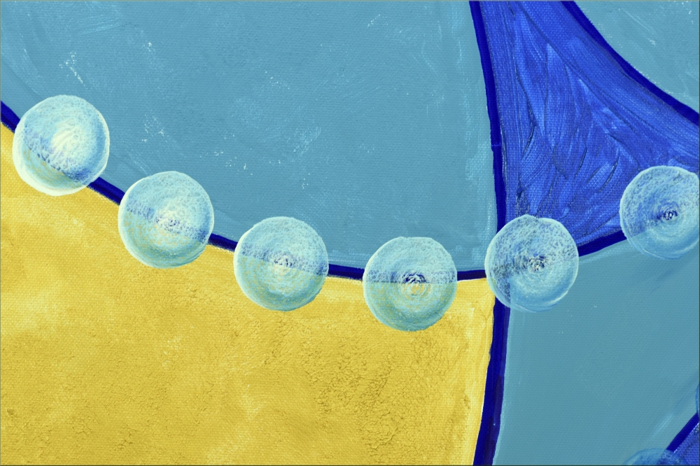Blue and Gold Abstract Painting – Golden Balance