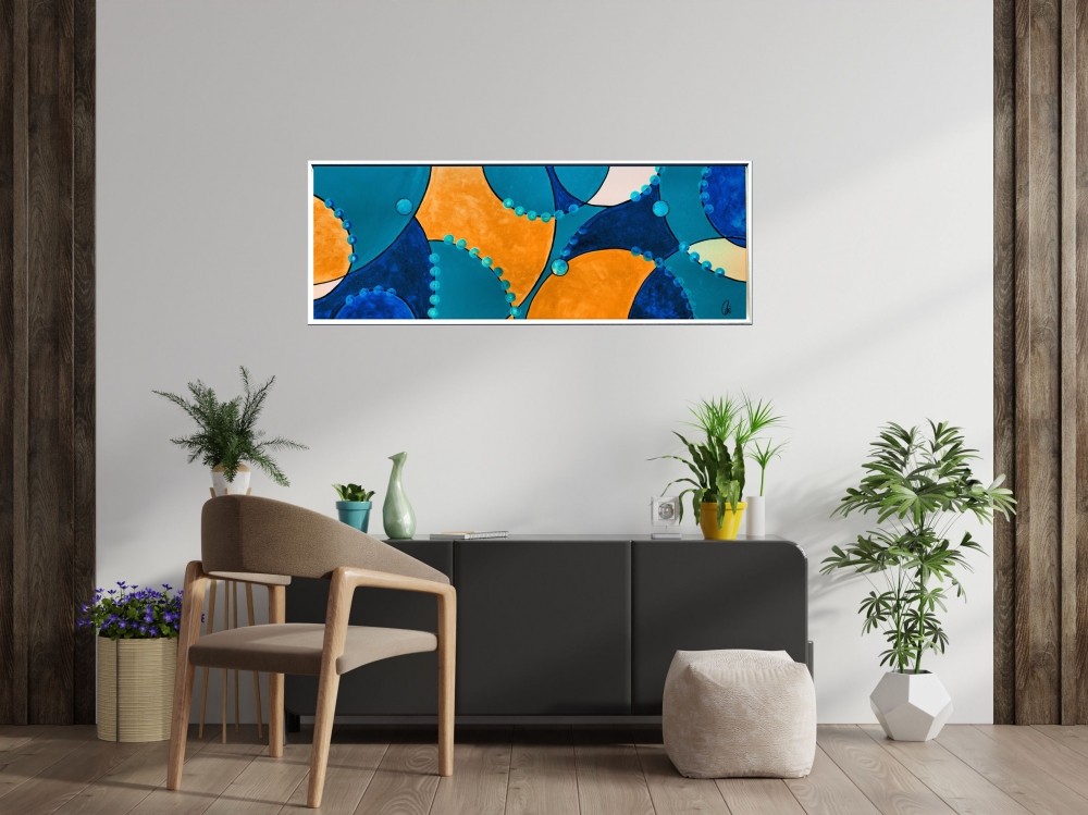 Blue and Gold Abstract Painting – Golden Balance