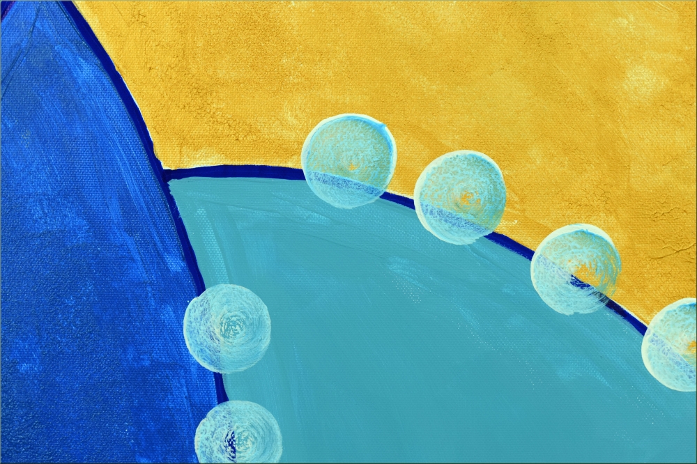 Blue and Gold Abstract Painting – Golden Balance