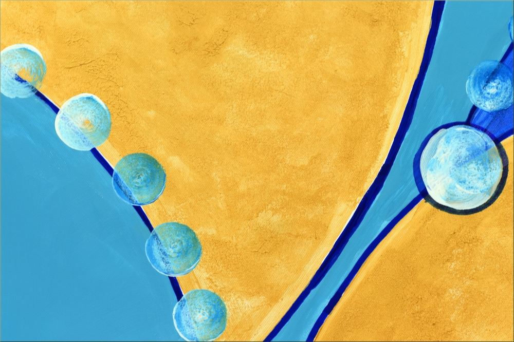 Blue and Gold Abstract Painting – Golden Balance