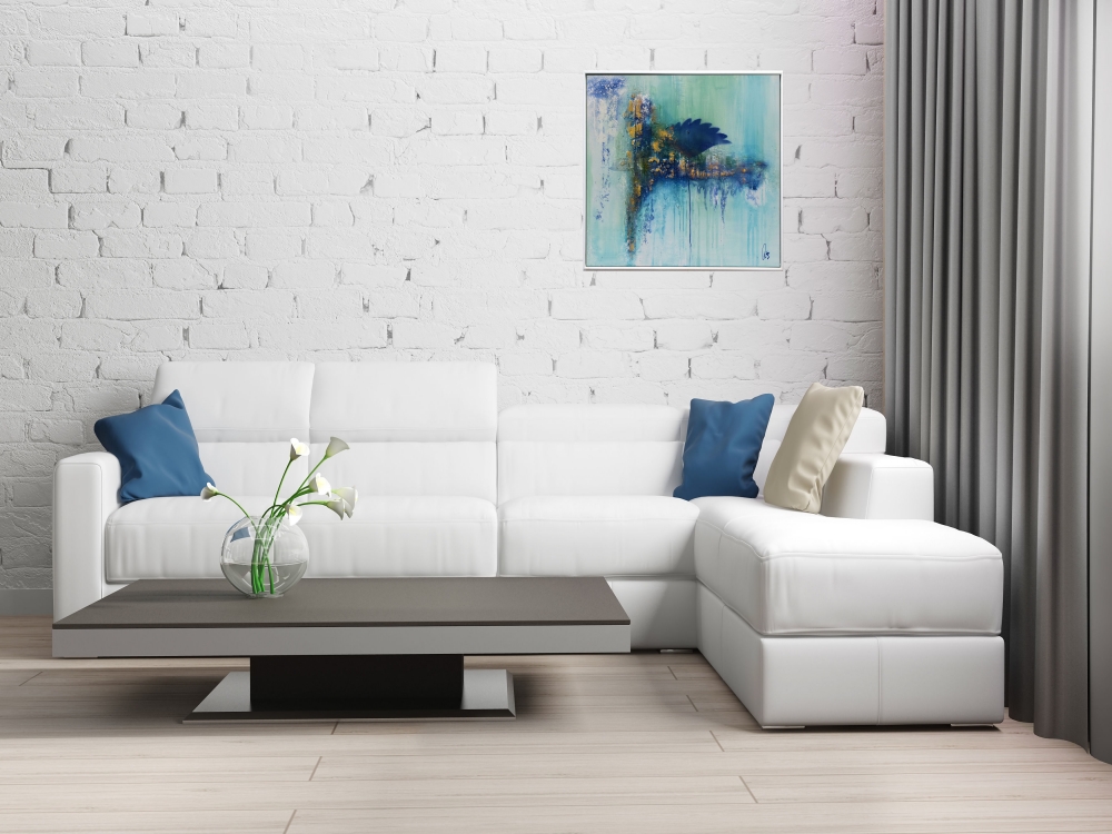 Abstract Turquoise Painting – Whispers of Azure