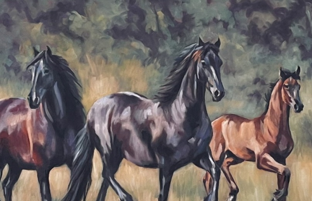 Together In Motion - Friesian Horses