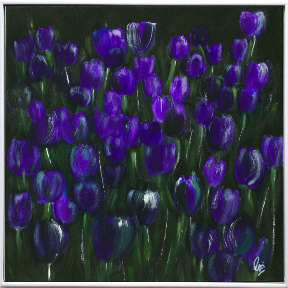 Violet Silence – Purple Tulip Flower Painting