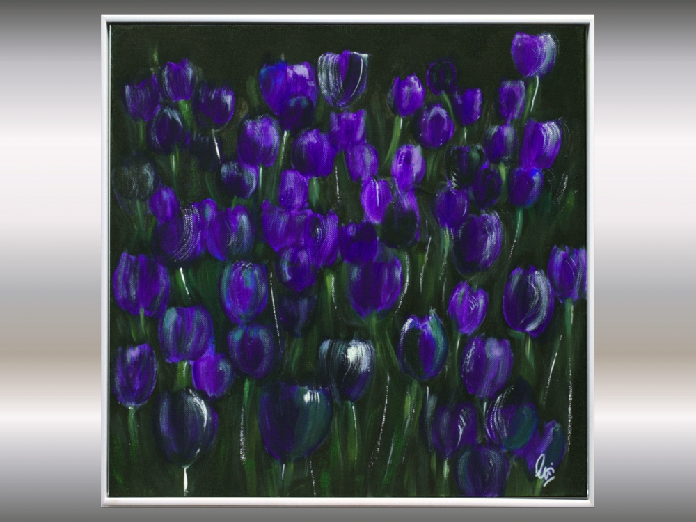 Violet Silence – Purple Tulip Flower Painting