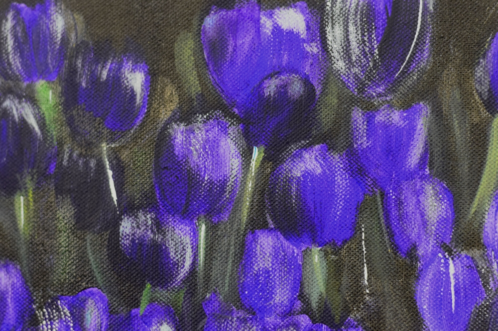 Violet Silence – Purple Tulip Flower Painting