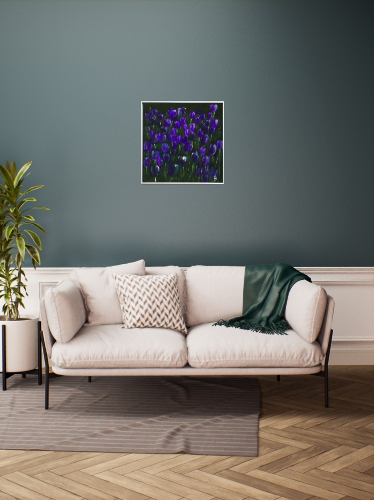 Violet Silence – Purple Tulip Flower Painting