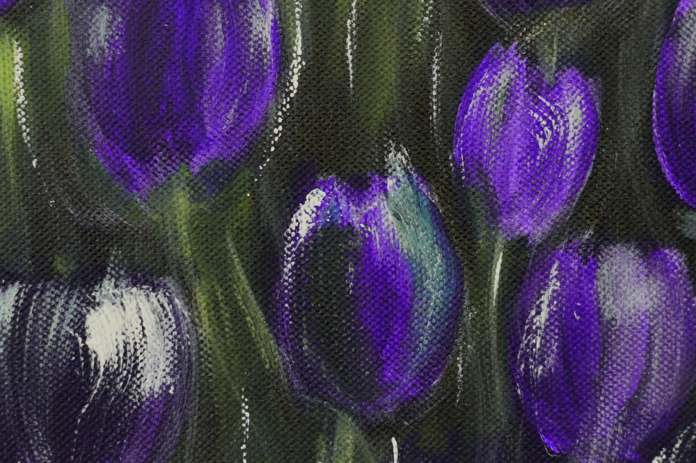 Violet Silence – Purple Tulip Flower Painting
