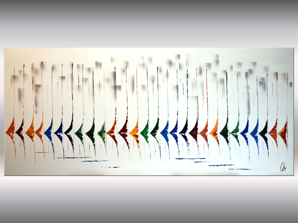 Silent Race – Large Contemporary Sailboat & Regatta Painting