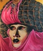 Venetian Carneval Mask black and cerise