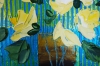 3D Yellow Flowers in Gold and Brown Vase 128