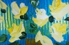 3D Yellow Flowers in Gold and Brown Vase 128
