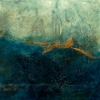 Angel Flight – Blue and Gold Textured Abstract Painting