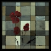 Crimson Harmony – Red Floral Geometric Abstract Painting