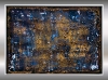 Molten Silence – Blue and Gold Textured Abstract Painting