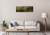 Golden Horizon – Gold & Blue Textured Abstract Painting