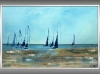 Recuerdos – Blue Sailing Boats Seascape Painting