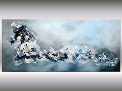 Silent Horizon – Large Blue Abstract Seascape Painting