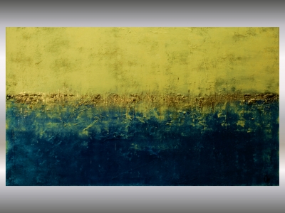 Golden Tide – Blue and Gold Abstract Painting