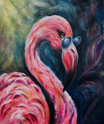 Stella Philomena Potts – Original Pink Flamingo Portrait
