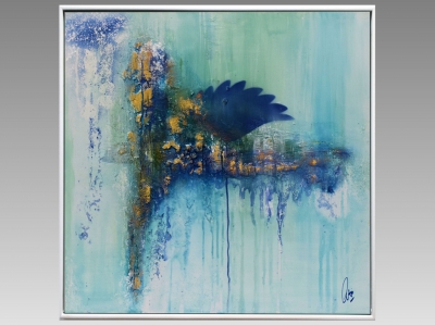 Abstract Turquoise Painting – Whispers of Azure
