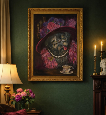 Dame Primrose Pugaton, Dowager of Pugaton Abbey | Original Contemporary Pug Portrait