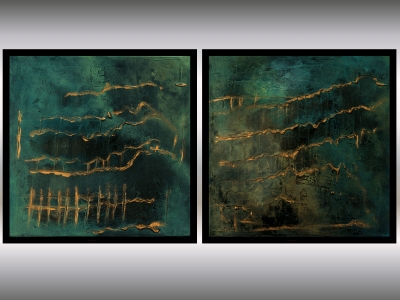 Echoes in Gold – Textured Abstract Diptych