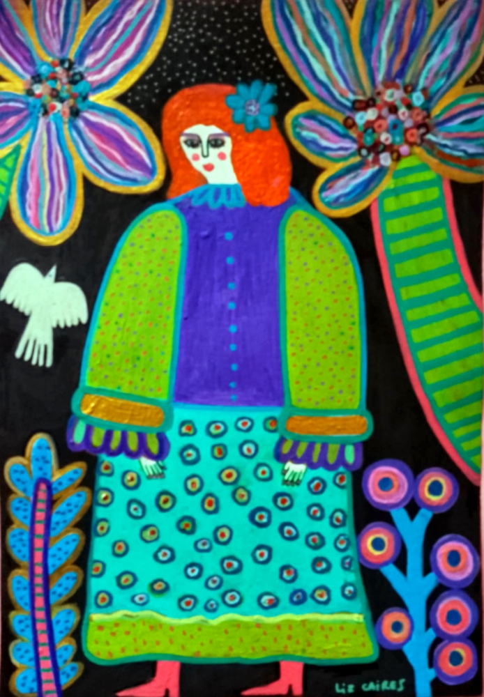 Woman in a tropical garden