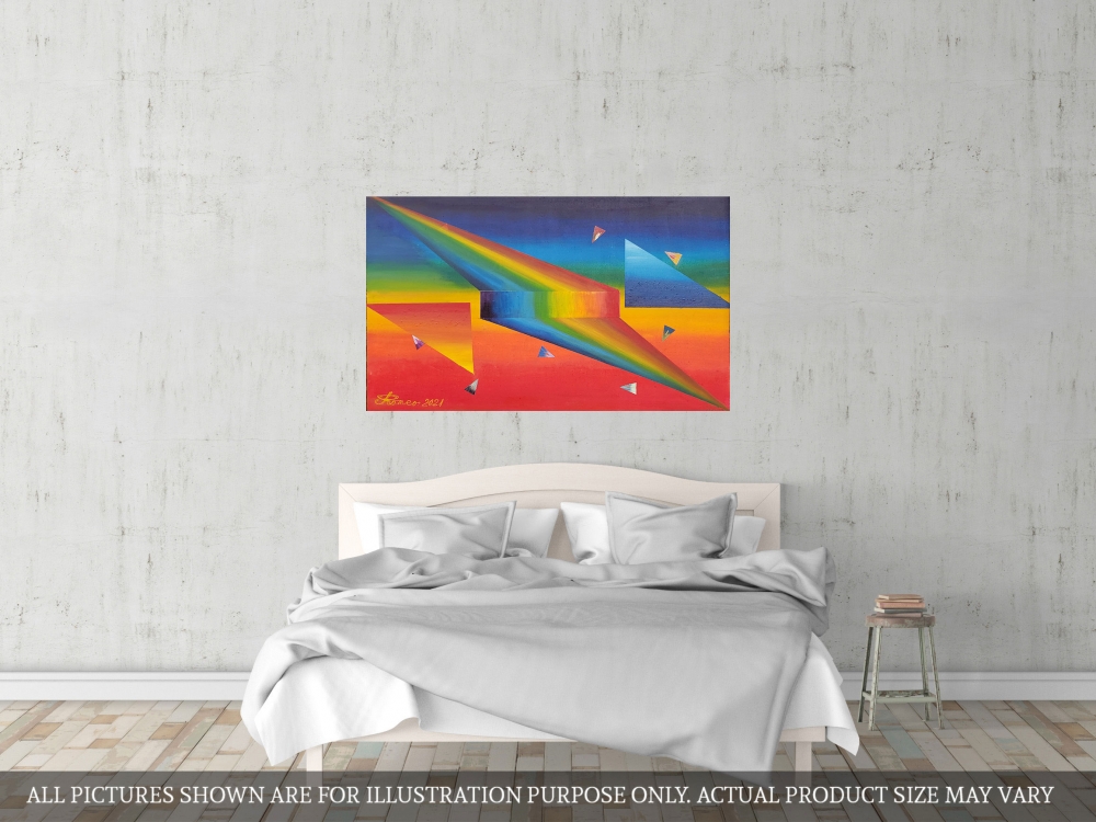 Ascending, descending of rainbow, acrylic on canvas, 25x42x1.5 inch, SKU 1021 
