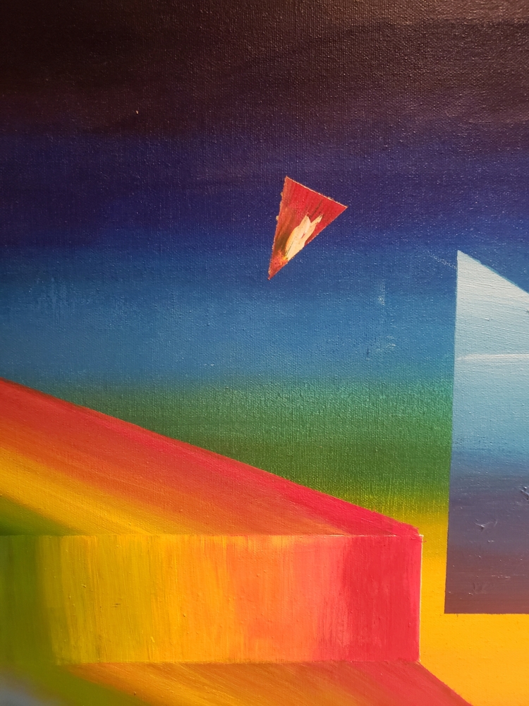 Ascending, descending of rainbow, acrylic on canvas, 25x42x1.5 inch, SKU 1021 