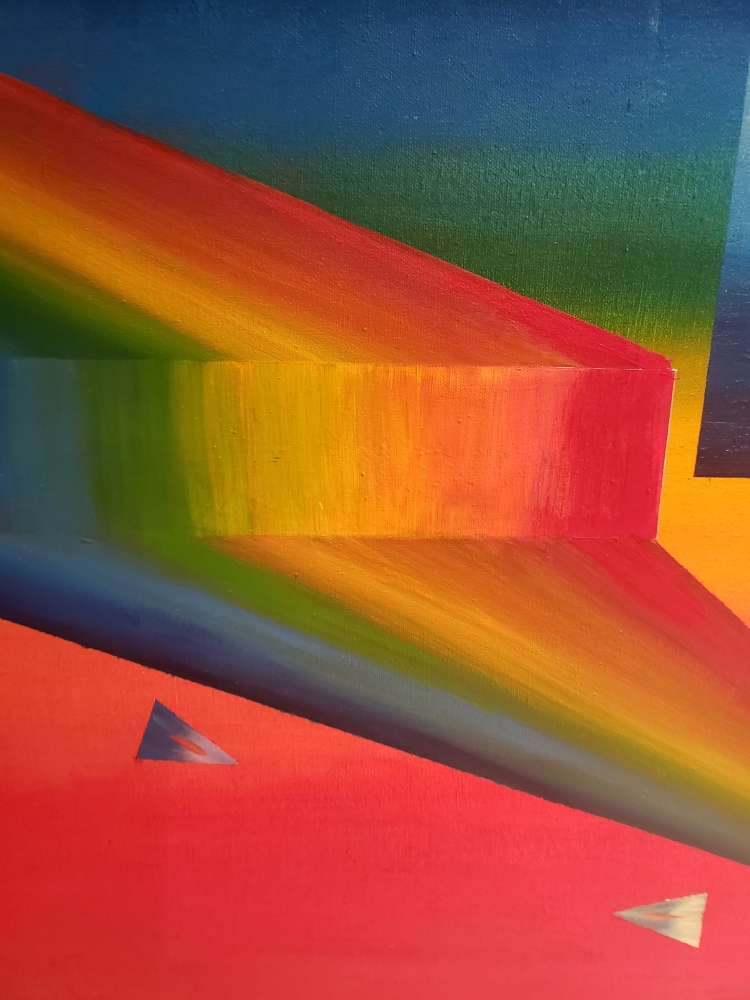 Ascending, descending of rainbow, acrylic on canvas, 25x42x1.5 inch, SKU 1021 