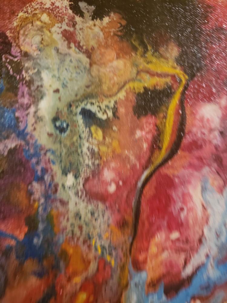 Inside of human cell, DNA, acrylic on canvas, 16x60x1.5 inch, SKU 1041 