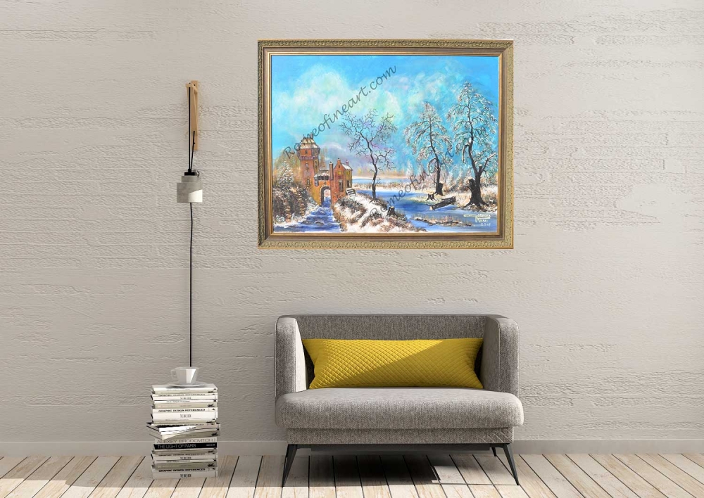 European Landscape Winter, Acrylic on canvas, 22X28x.75 inch, SKU 1047 