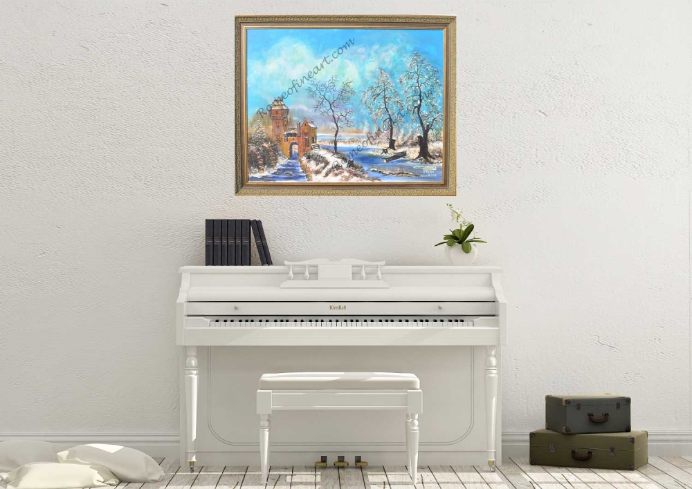 European Landscape Winter, Acrylic on canvas, 22X28x.75 inch, SKU 1047 