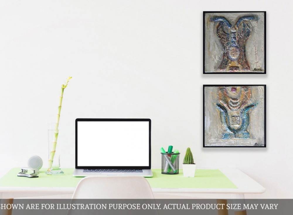 The Faraons, 3D acrylic, paper mache, on canvas 12x12 inches, SKU 1070 