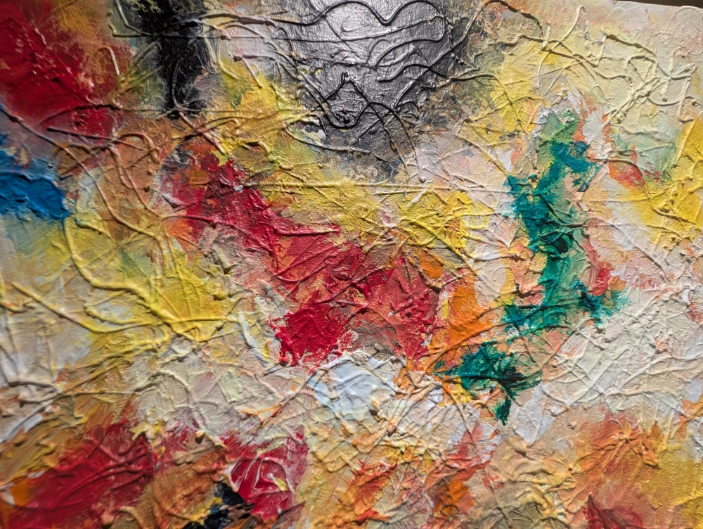 The meeting of love with happiness, acrylic on canvas, 20x60 inch, SKU 1140