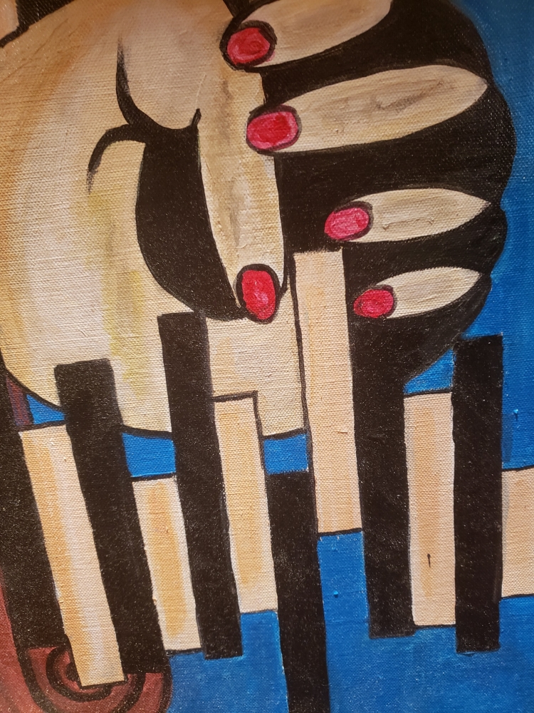 Sound of music, pianista, acrylic on canvas, 18x36x3 inch SKU 1198 