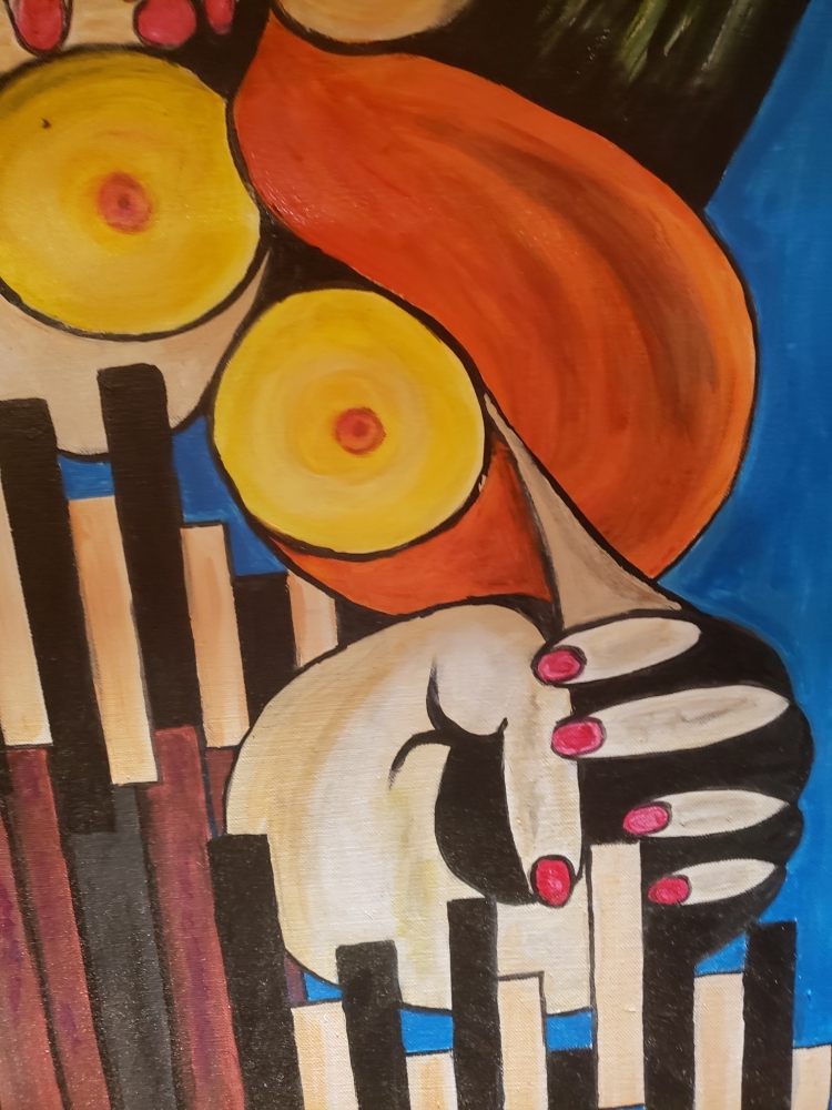 Sound of music, pianista, acrylic on canvas, 18x36x3 inch SKU 1198 