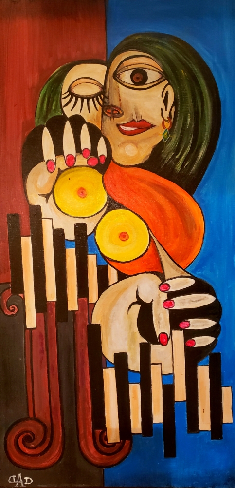 Sound of music, pianista, acrylic on canvas, 18x36x3 inch SKU 1198 